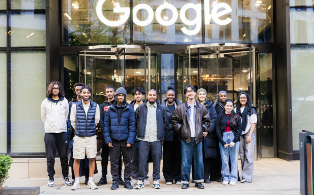 Camden United youth steering committee and partners outside Google HQ for The Camden Algorithm
